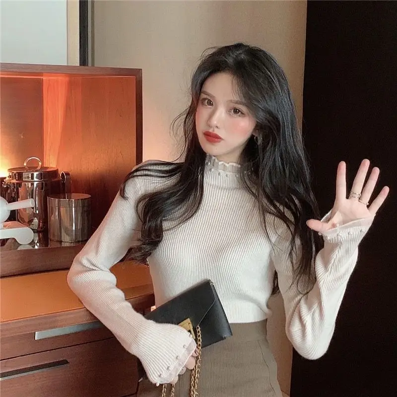 Winter Clothing Women Sale - Fashion 2025 Pearl Lace Female Pullover