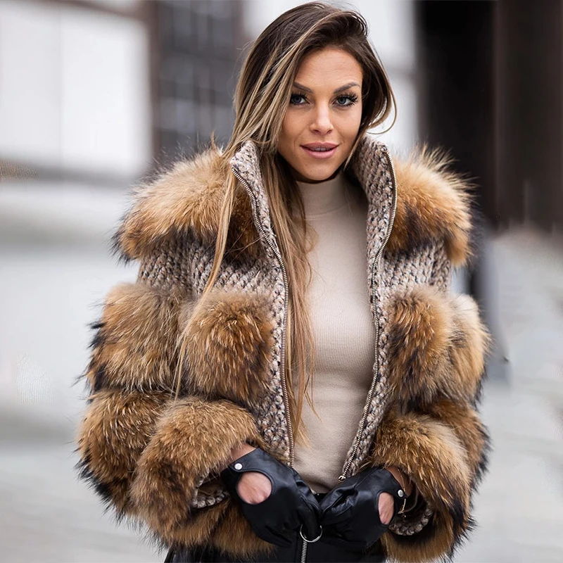 Winter Clothing For Dogs - QUEENTINA Real Raccoon Fur Coat Winter