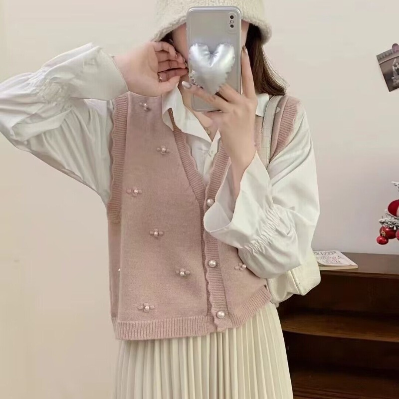 Pink Knit Vests For Women Casu - Winter Clothing Offer incelemesi ve fiyatı