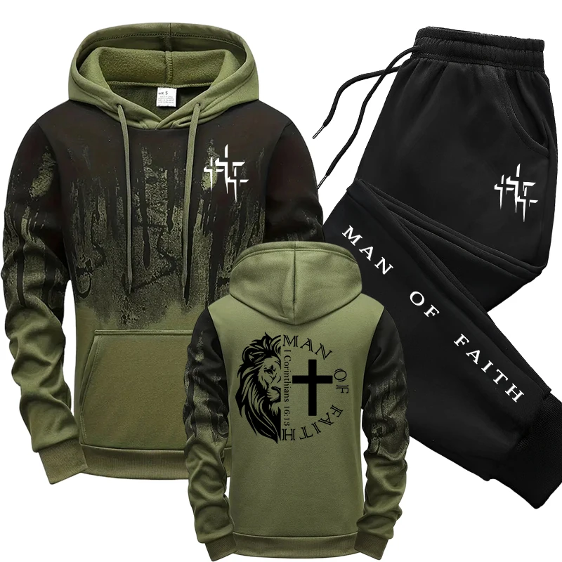 Man of Faith Pattern Men's Set - Winter Clothing For Men incelemesi ve fiyatı
