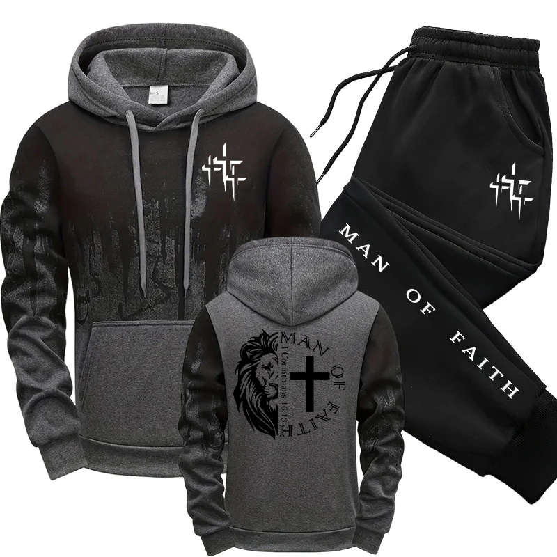 Man of Faith Pattern Men's Set - Winter Clothing For Men incelemesi ve fiyatı