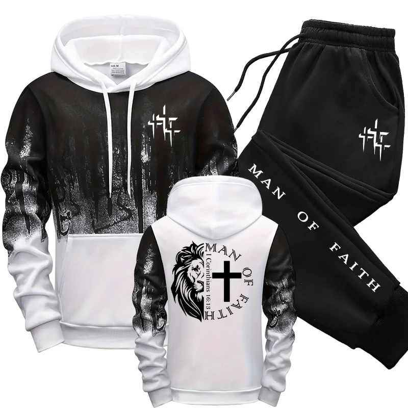 Man of Faith Pattern Men's Set - Winter Clothing For Men incelemesi ve fiyatı