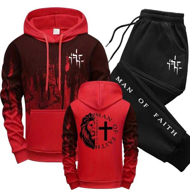 Man of Faith Pattern Men's Set - Winter Clothing For Men incelemesi ve fiyatı